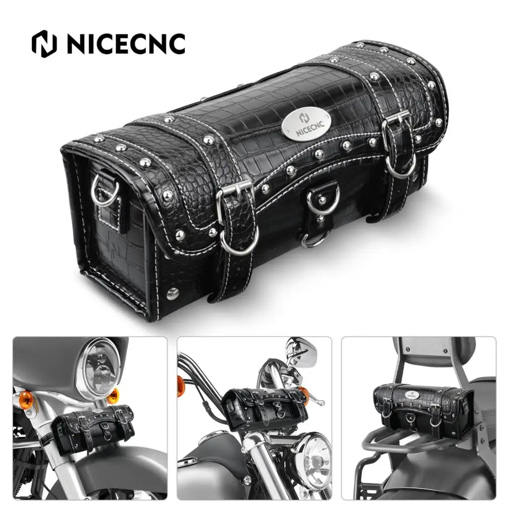 NICECNC Motorcycle Bag Waterproof Vintage Universal Handlebar Fork Bag PU Leather Side Bag Crocodile Texture Rivet Punk Style
NICECNC Motorcycle Bag Waterproof Vintage Universal Handlebar Fork Bag PU Leather Side Bag Crocodile Texture Rivet Punk Style