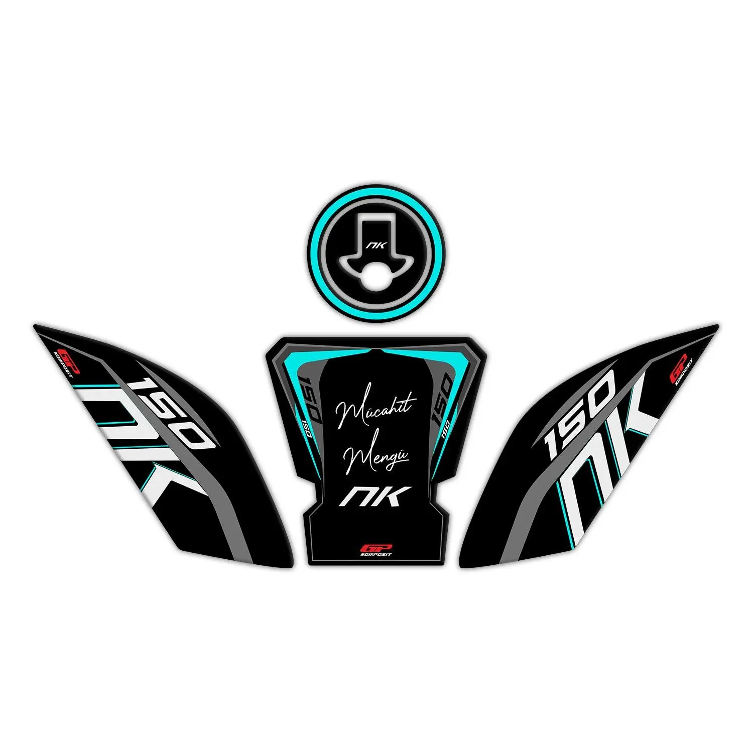 

GP For Personal CF Moto 150 NK 2016-2022 Compatible Tank Pad Set Black-turquoise