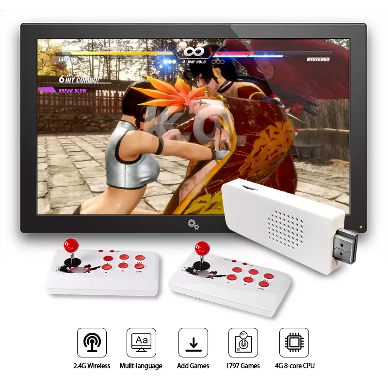 Joystick Retro Game Console Double Rocker 2.4G Wireless Double Rocker Plug and Play TV Video Game console Built-in 1700+ Games 
Joystick Retro Game Console Double Rocker 2.4G Wireless Double Rocker Plug and Play TV Video Game console Built-in 1700+ Games