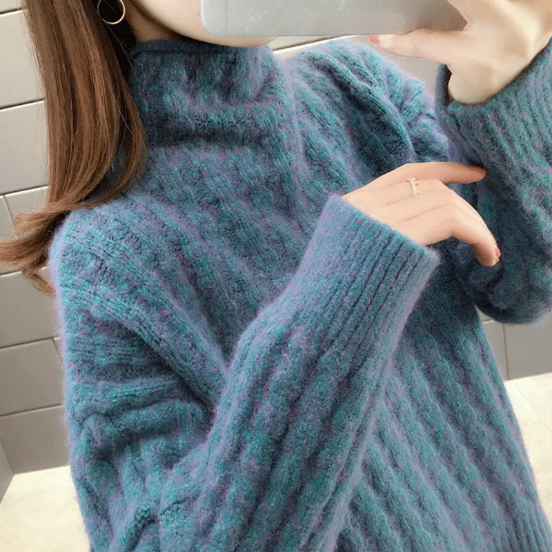 Women Casual Loose Long Sleeve Sweaters Pullovers New Turtleneck Sweater Autumn Winter Knitted Jumper Female Lazy Style Knitwear
Women Casual Loose Long Sleeve Sweaters Pullovers New Turtleneck Sweater Autumn Winter Knitted Jumper Female Lazy Style Knitwear