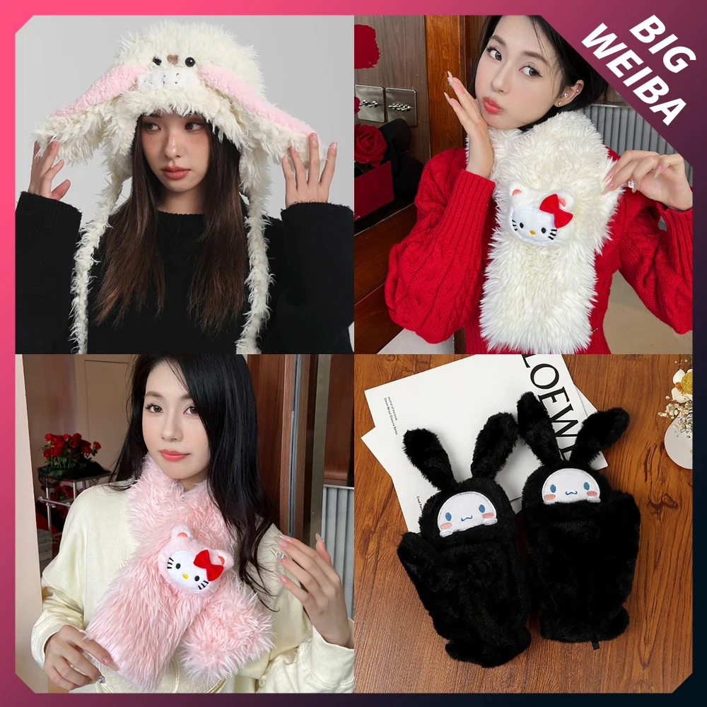 Kawaii Plush Scarf Gloves Hat Hello Kitty Cinnamoroll Kuromi Mymelody Winter Faux Rabbit Fur Women Outdoor Warm Plush Scarf
Kawaii Plush Scarf Gloves Hat Hello Kitty Cinnamoroll Kuromi Mymelody Winter Faux Rabbit Fur Women Outdoor Warm Plush Scarf