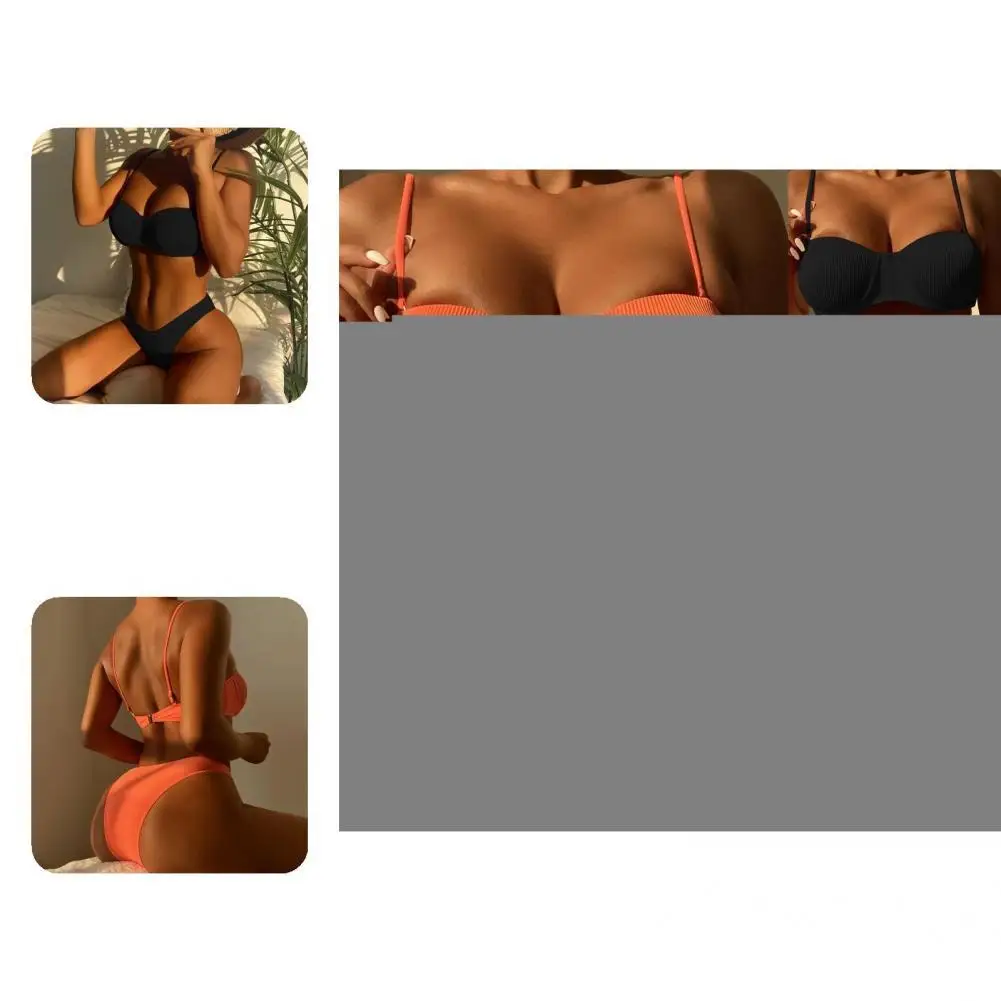 2 Pcs/Set Charming Bikini Set Spaghetti Strap Three-point Bathing Suit Solid Color Summer Bikini
2 Pcs/Set Charming Bikini Set Spaghetti Strap Three-point Bathing Suit Solid Color Summer Bikini