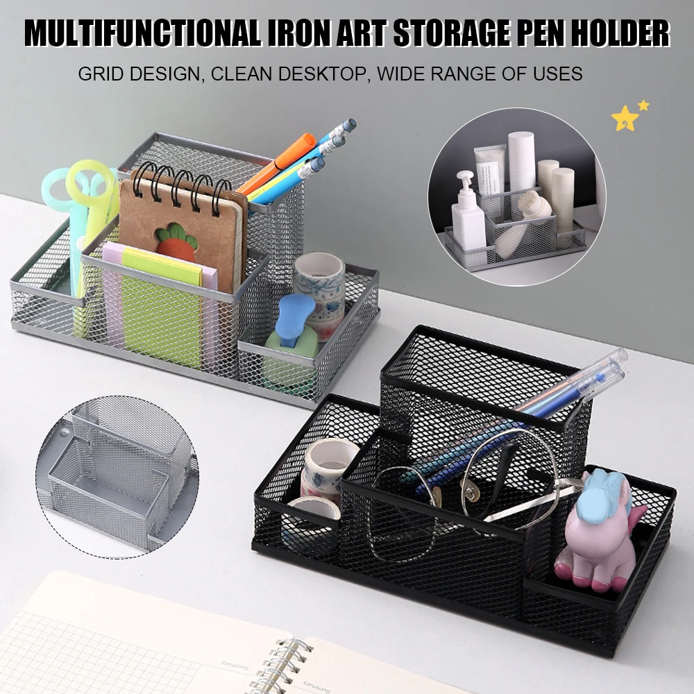 Newest 4 Compartment Metal Mesh Pen Holder for Office Desktop Storage Non-rusting Space Saving Organizer Box Stable Placement
Newest 4 Compartment Metal Mesh Pen Holder for Office Desktop Storage Non-rusting Space Saving Organizer Box Stable Placement