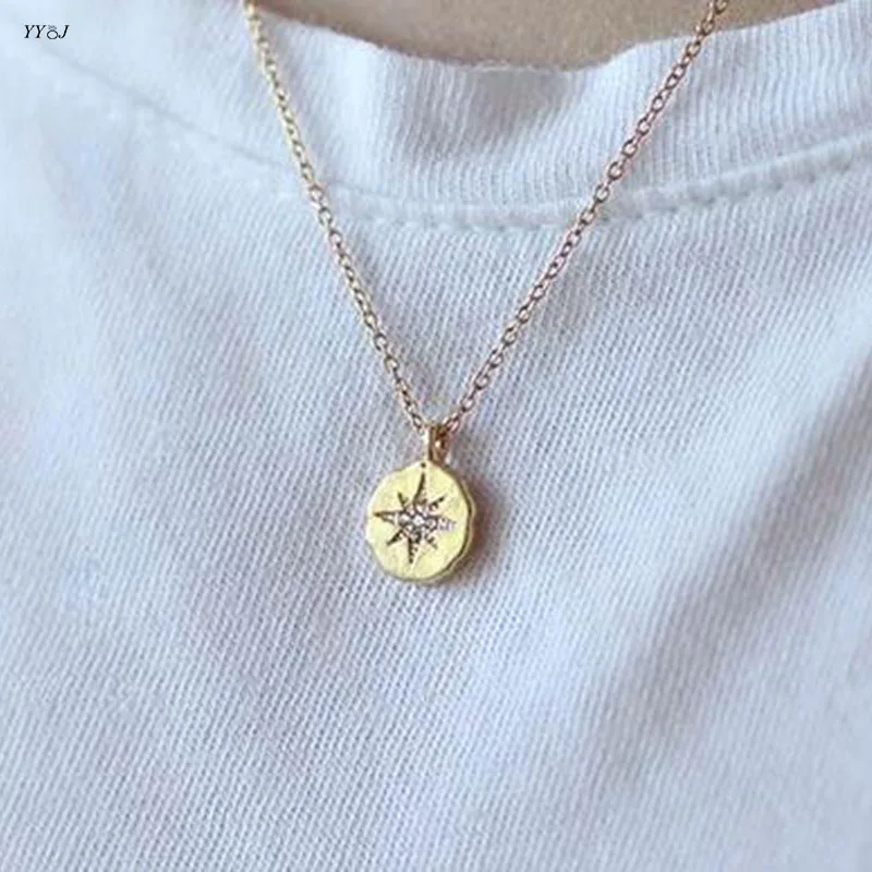 Cz north star irregular rugged disc pendant necklace for women stainless steel vintage necklace minimalist dainty jewelry 
Cz north star irregular rugged disc pendant necklace for women stainless steel vintage necklace minimalist dainty jewelry