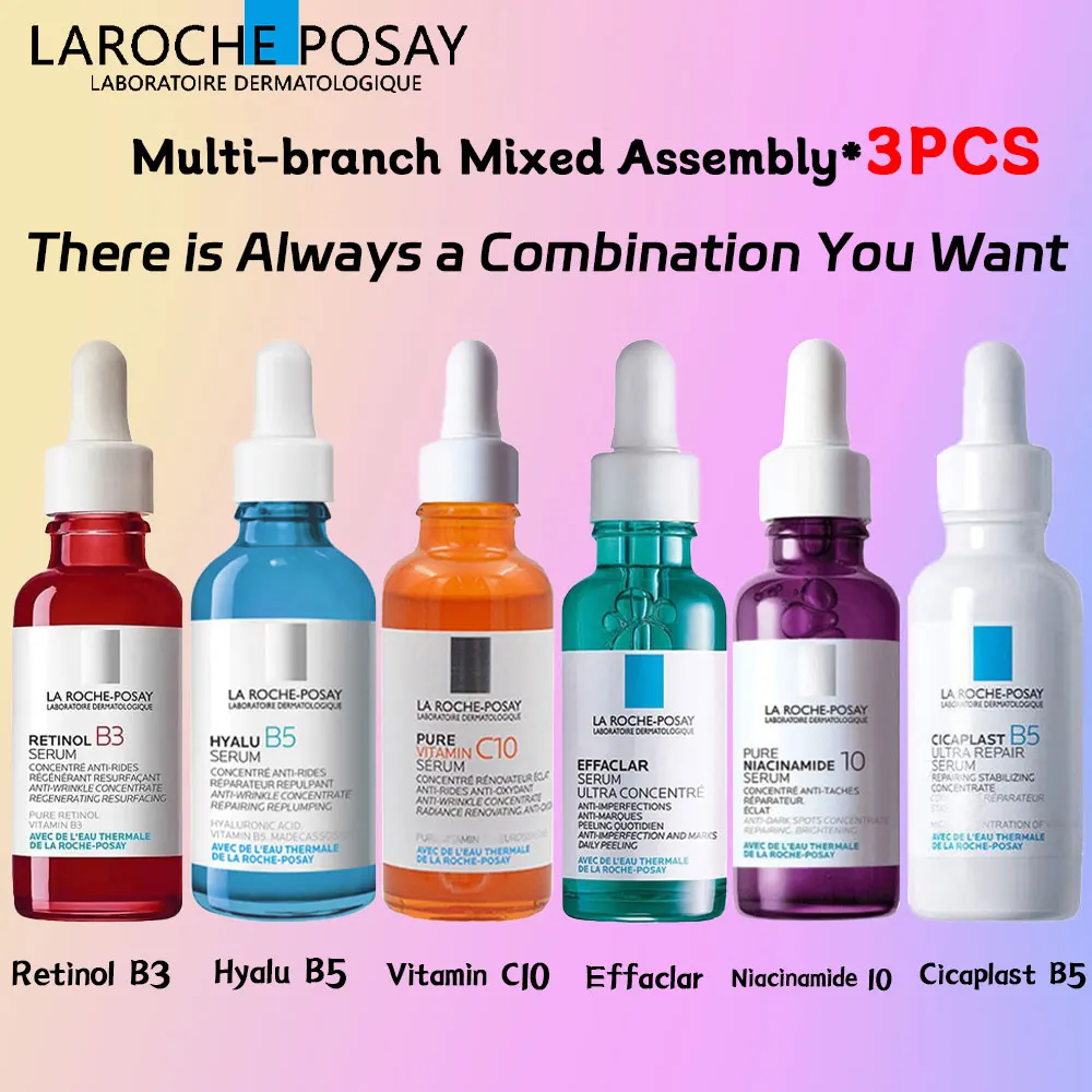 3PCS La Roche Posay Face Serum Mixed Orders Retinol B3/Hyalu B5/Vitamin C10/Effaclar/Niacinamide 10/Cicaplast B5 Skin Care 30ml
3PCS La Roche Posay Face Serum Mixed Orders Retinol B3/Hyalu B5/Vitamin C10/Effaclar/Niacinamide 10/Cicaplast B5 Skin Care 30ml