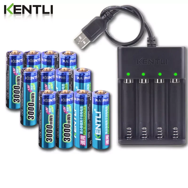NEW2023 KENTLI AA 1.5V 3000mWh lithium li-ion rechargeable battery +4 Channel polymer lithium li-ion battery batteries charger
NEW2023 KENTLI AA 1.5V 3000mWh lithium li-ion rechargeable battery +4 Channel polymer lithium li-ion battery batteries charger