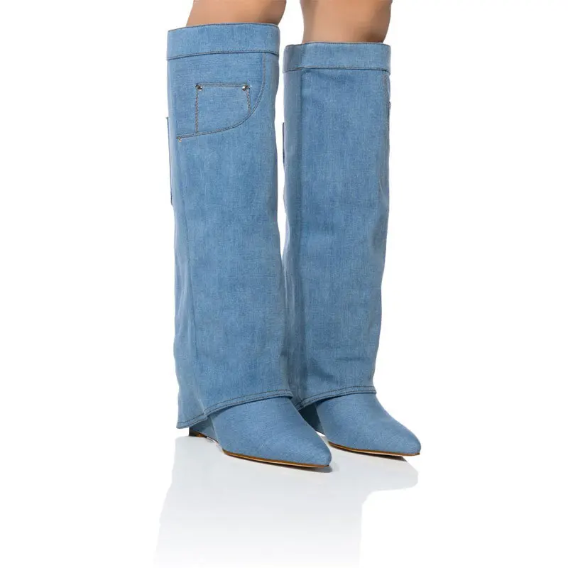 Europe and America's New Super High Heel Pointed Round Head Cowboy Boot Slope Heel Large Long Tube Belt Buckle Women's Shoes
Europe and America's New Super High Heel Pointed Round Head Cowboy Boot Slope Heel Large Long Tube Belt Buckle Women's Shoes