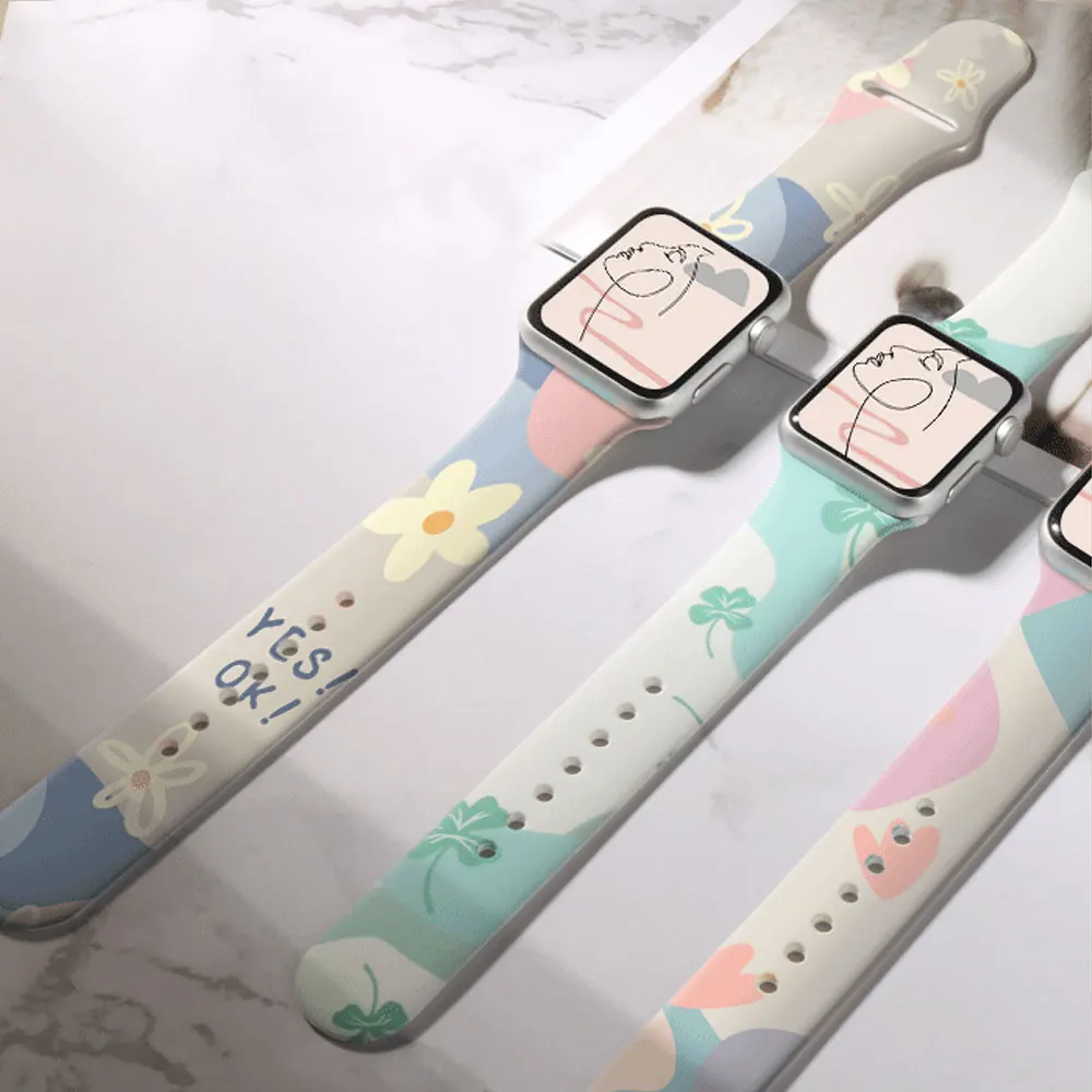 Printing Silicone Strap For Apple Watch Band 49mm 44mm 40 38mm 42 mm Bracelet iWatch 8 7 6 SE 5 4 3 Ultra 41mm 45mm New Fashion
Printing Silicone Strap For Apple Watch Band 49mm 44mm 40 38mm 42 mm Bracelet iWatch 8 7 6 SE 5 4 3 Ultra 41mm 45mm New Fashion