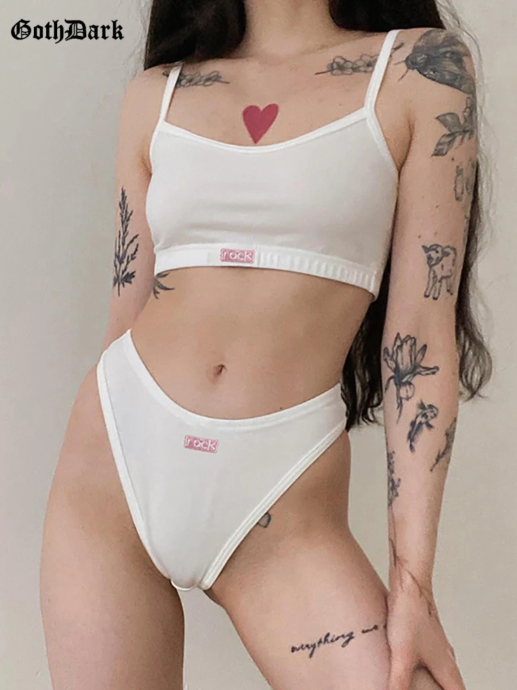 Goth Dark Casual Pastel Gothic Basic Bras Sets For Women Harajuku Cute White Crop Tops High Waist Sexy Briefs egirl Matching Set
Goth Dark Casual Pastel Gothic Basic Bras Sets For Women Harajuku Cute White Crop Tops High Waist Sexy Briefs egirl Matching Set