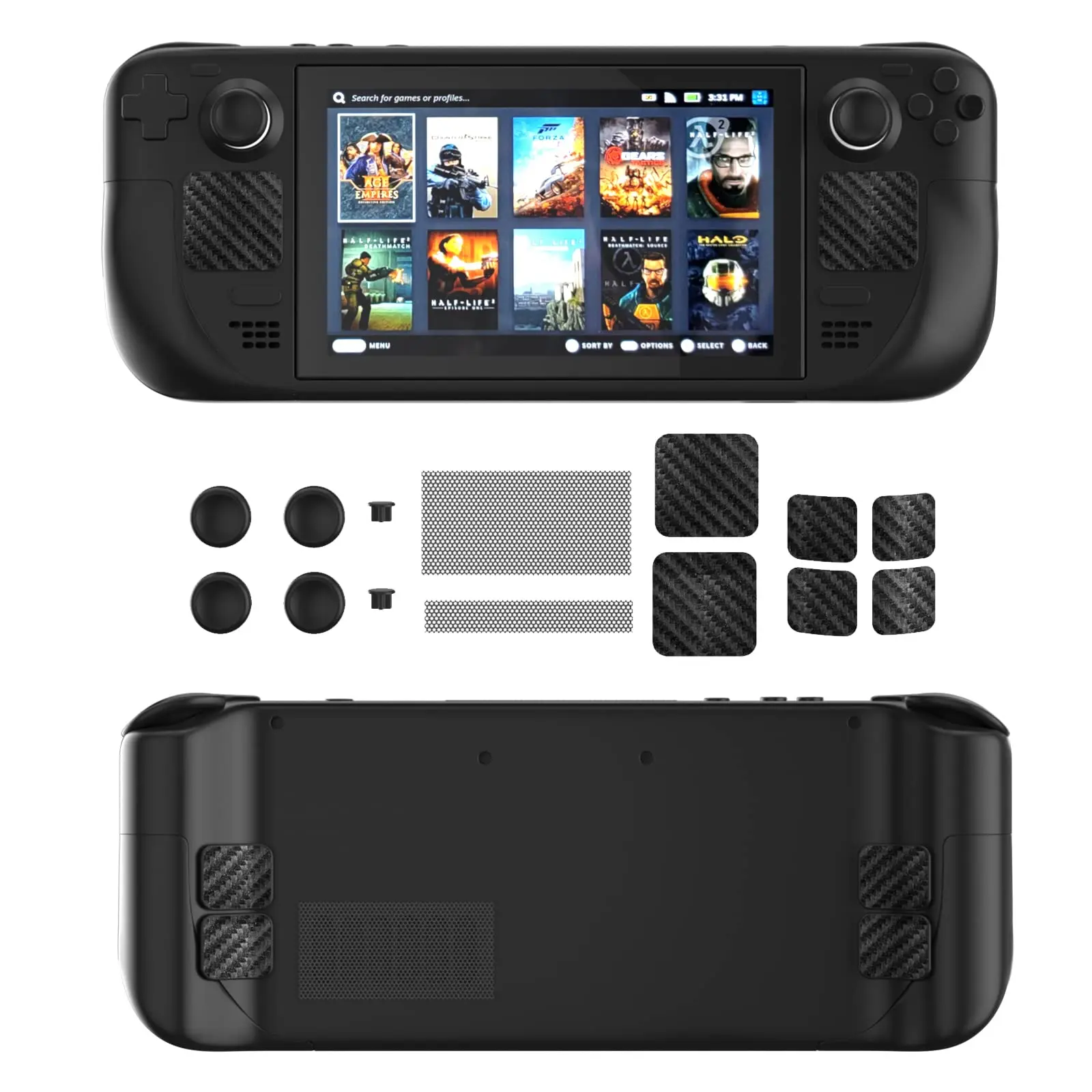 Full Set Steam Deck Accessories,Steam Deck Dust Plugs,Touch Protector,Conductive Silicone Thumb Grip Caps,Vent Dust Filter Cover
Full Set Steam Deck Accessories,Steam Deck Dust Plugs,Touch Protector,Conductive Silicone Thumb Grip Caps,Vent Dust Filter Cover