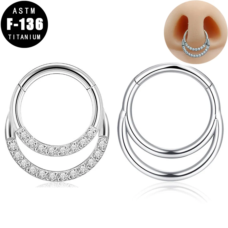 ASTM F136 Titanium Nose Ring Septum Clicker Piercing Moon Double Paved CZ Hoop Ear Tragus Cartilage Helix Nose Studs Jewelry
ASTM F136 Titanium Nose Ring Septum Clicker Piercing Moon Double Paved CZ Hoop Ear Tragus Cartilage Helix Nose Studs Jewelry