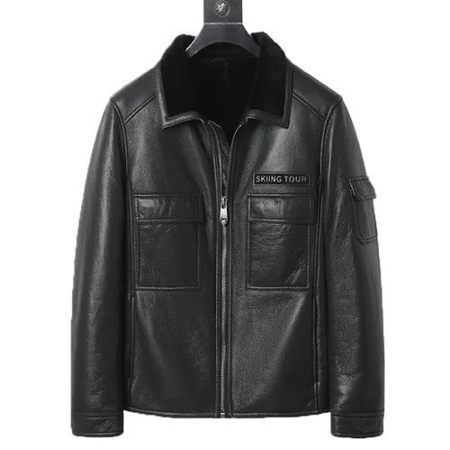 Natural Fur Coats Genuine Sheep Shearling Jackets 100% Sheepskin Leather Jacket Black Warm Wool Coat Abrigo Hombre Gm450
Natural Fur Coats Genuine Sheep Shearling Jackets 100% Sheepskin Leather Jacket Black Warm Wool Coat Abrigo Hombre Gm450