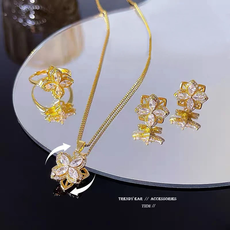 G&D 3pcs Set Rotatable Lucky Spinning Mood Four Leaves Creative Necklace/Earrings/Ring for Women Jewelry Gift Fidget Ring
G&D 3pcs Set Rotatable Lucky Spinning Mood Four Leaves Creative Necklace/Earrings/Ring for Women Jewelry Gift Fidget Ring