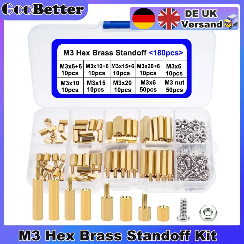 180Pcs M3 Hex Male Female Brass Standoff Spacer Screw Nut Set Pcb Motherboard Computer Threaded Standoff Pillar Assortment Kit
180Pcs M3 Hex Male Female Brass Standoff Spacer Screw Nut Set Pcb Motherboard Computer Threaded Standoff Pillar Assortment Kit
