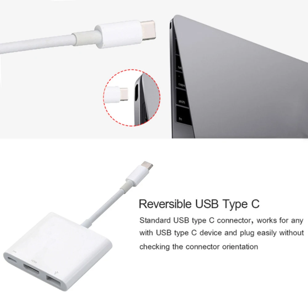 3 in 1 Type C To HDMI-compatible USB 3.0 Charging Adapter USB-C 3.1 Hub for Mac Air Pro Huawei Mate10 Samsung S8 Plus
3 in 1 Type C To HDMI-compatible USB 3.0 Charging Adapter USB-C 3.1 Hub for Mac Air Pro Huawei Mate10 Samsung S8 Plus
