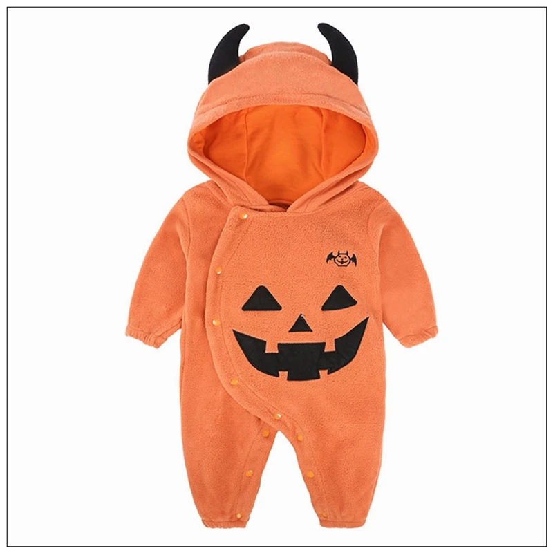 

Детский комбинезон на Хэллоуин, одежда оранжевого цвета в виде тыквы для мальчиков и девочек возрастом 0-24 месяца, зимняя и осенняя одежда для новорожденных на Хэллоуин, комбинезоны, наряды