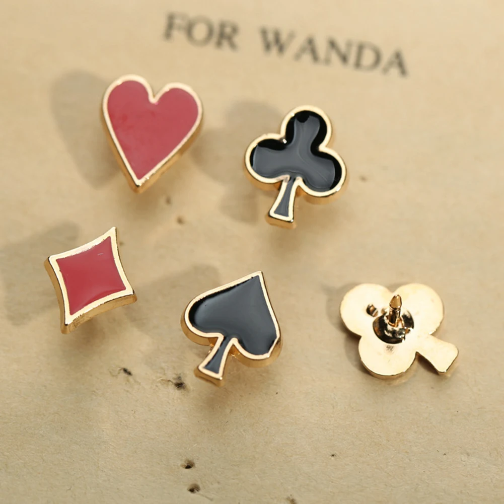 

4pcs/Set Novelty Poker Themed Lapel Pin For Women Men Suit Dress Decoration Brooch Badge Collar Pins