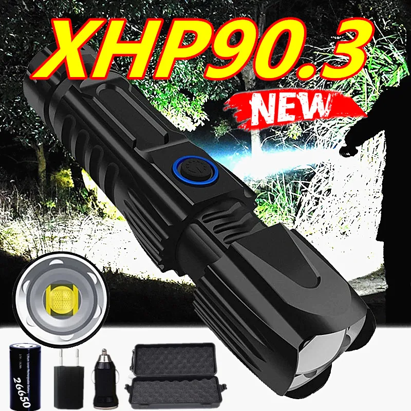 Powerful XHP90.3 Xlamp Flashlight Tactical Flashlight USB Rechargeable Torch Waterproof Torch Smart Chip Control 26650 battery
Powerful XHP90.3 Xlamp Flashlight Tactical Flashlight USB Rechargeable Torch Waterproof Torch Smart Chip Control 26650 battery