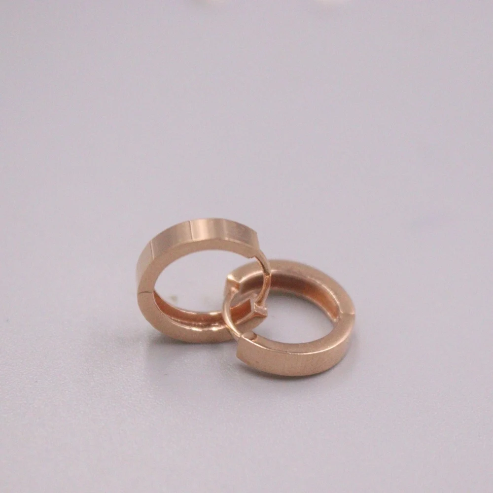 

Серьги-кольца из настоящего чистого 18-каратного розового золота для мужчин и женщин, подарок, квадратные глянцевые круглые серьги 1,6-1,8 г
