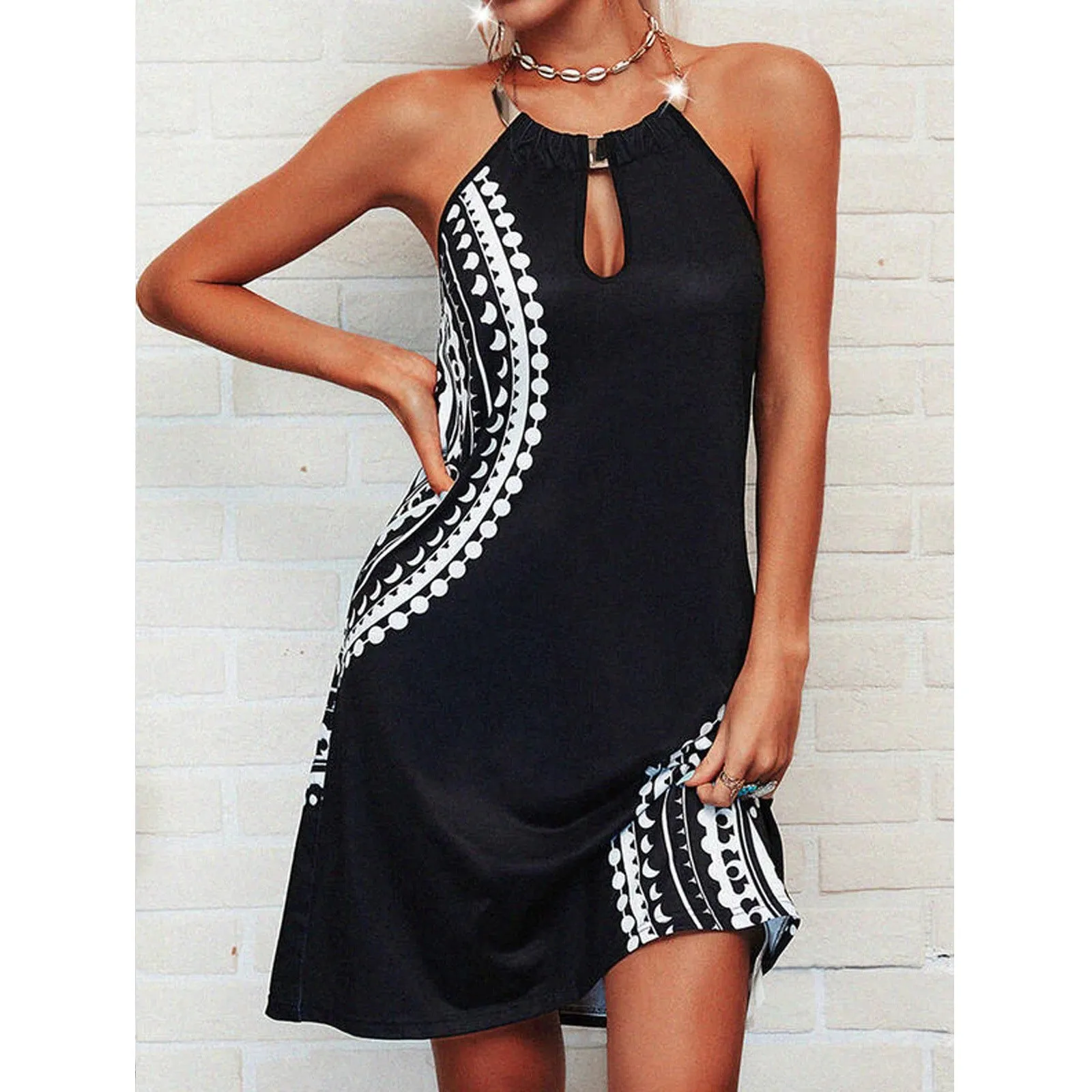 2022 Summer Elegant Print Beach Dress Sexy Halter Backless Dress Women Fashion A Line Sleeveless Party Mini Dresses Vestidos
2022 Summer Elegant Print Beach Dress Sexy Halter Backless Dress Women Fashion A Line Sleeveless Party Mini Dresses Vestidos