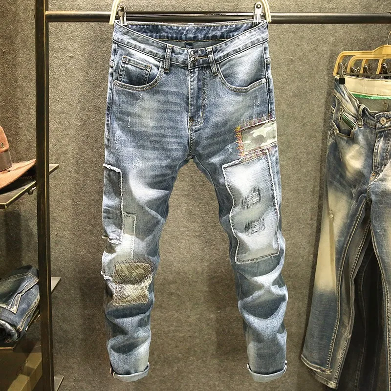Irregular Patch Denim Men's Brand Slim Korean Splicing Washed jeans men free shipping Spring Autumn Student Cargo Pants Men
Irregular Patch Denim Men's Brand Slim Korean Splicing Washed jeans men free shipping Spring Autumn Student Cargo Pants Men