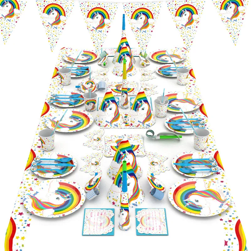 Rainbow Unicorn Theme Disposable Party Taleware Sets Kids Birthday Party Decorations Napkin Plate Cup Tablecloth Party Supplies
Rainbow Unicorn Theme Disposable Party Taleware Sets Kids Birthday Party Decorations Napkin Plate Cup Tablecloth Party Supplies