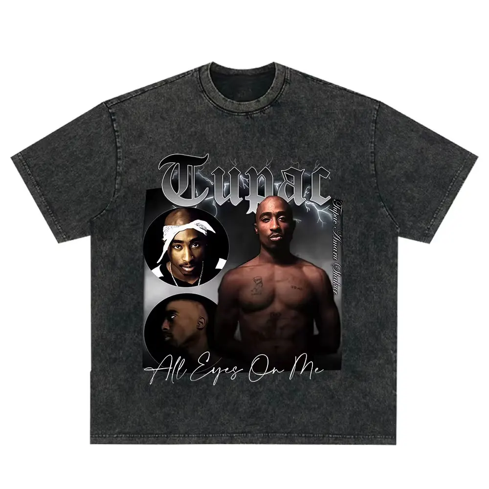 Футболка мужская оверсайз с принтом All Eyez on Me вареная Винтажная футболка рисунком