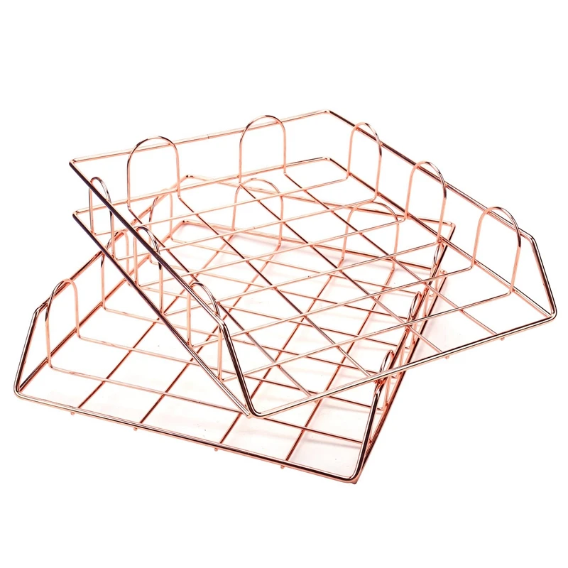 1 Set Of 2 Office Supplies Metal Stackable File Document Letter Tray Organizer, Rose Gold
1 Set Of 2 Office Supplies Metal Stackable File Document Letter Tray Organizer, Rose Gold