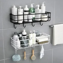 Japanese-style wrought iron bathroom shelf wall-mounted shower gel storage rack toilet free punch toiletry stand