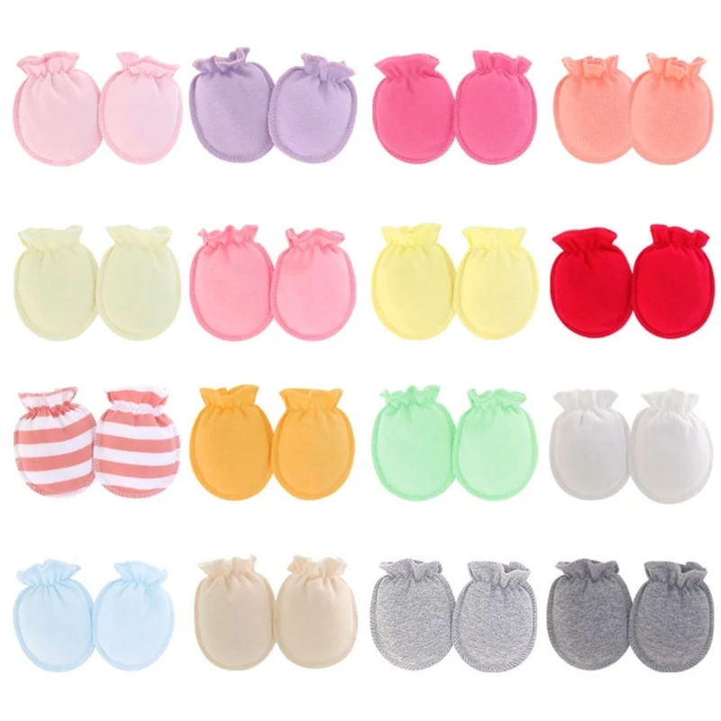 

Newborn No-Scratch Gloves Non-fluorescent Cotton Mittens for Baby 0-3M Infant Face Protective Gloves Shower Gift 5Pair Wholesale