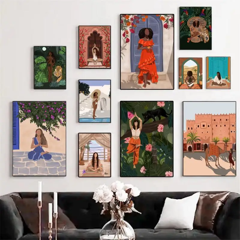 African Woman Illustration Cartoon Posters and Prints Canvas Painting Boho Wall Art For Living Room Bedroom Mural Home Decor
African Woman Illustration Cartoon Posters and Prints Canvas Painting Boho Wall Art For Living Room Bedroom Mural Home Decor