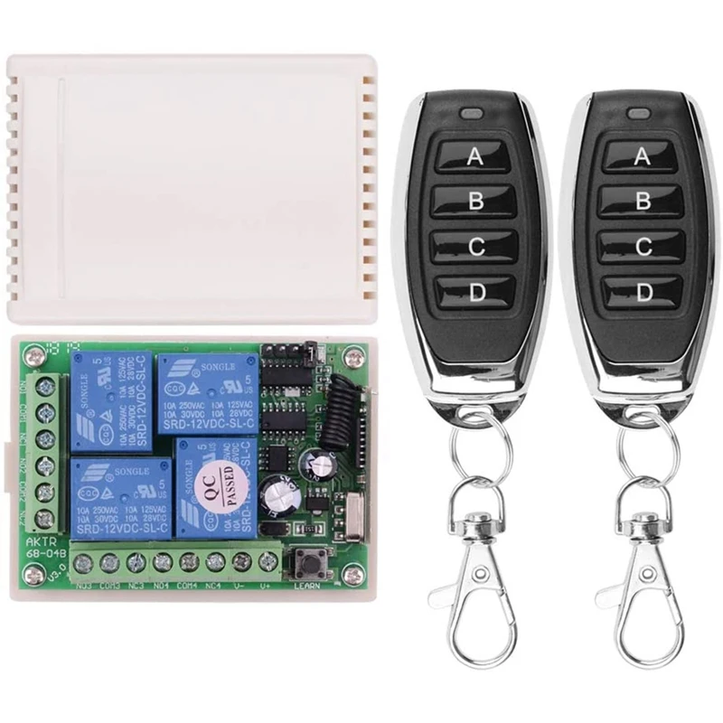 DC 12V Wireless Remote Relay Switch 4 Channel 433Mhz Wireless Transmitter With Remote Receiver, 12V Momentary Switch
DC 12V Wireless Remote Relay Switch 4 Channel 433Mhz Wireless Transmitter With Remote Receiver, 12V Momentary Switch
