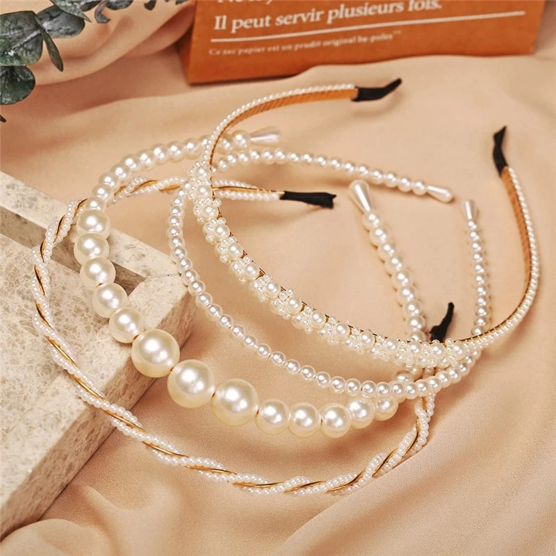 

Simple Full Pearls Headbands for Women Sweet Hairband Hair Hoops Holder Ornament Headwear Lady Elegant Fashion Hair Accessories