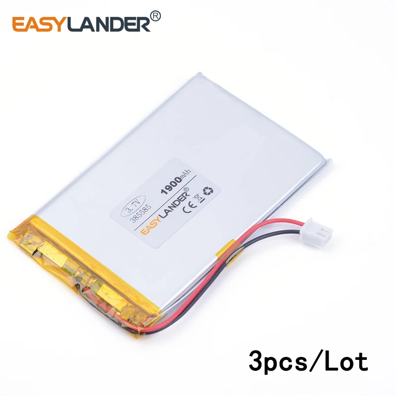 3pcs /Lot 3.7v lithium Li ion polymer rechargeable battery 2.54 1900mAh 385585 3.7V special offer polymer lithium battery
3pcs /Lot 3.7v lithium Li ion polymer rechargeable battery 2.54 1900mAh 385585 3.7V special offer polymer lithium battery
