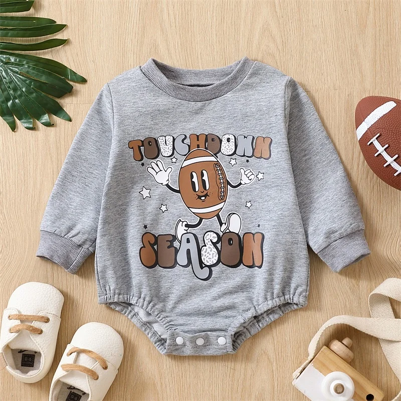 Infant Baby Autumn Jumpsuit New Cartoon Rugby Letter Print Long Sleeve Round Neck Bodysuits for Boys Girls Clothes
Infant Baby Autumn Jumpsuit New Cartoon Rugby Letter Print Long Sleeve Round Neck Bodysuits for Boys Girls Clothes