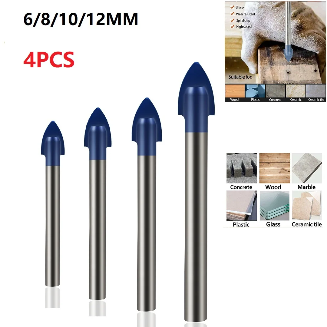4pcs 6-12mm Glass Tile Diamond Tip Drill Bit Set Tungsten Carbide Tipped Cutter Head For Ceramics Concrete Wall Drilling Hole
4pcs 6-12mm Glass Tile Diamond Tip Drill Bit Set Tungsten Carbide Tipped Cutter Head For Ceramics Concrete Wall Drilling Hole