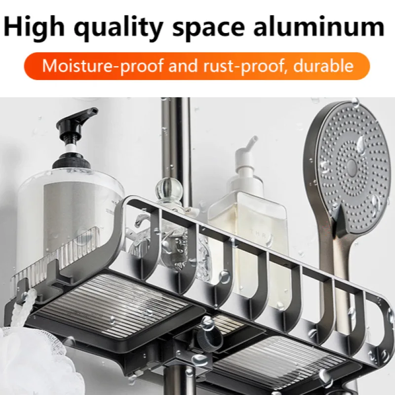 Spacesaving Shower Organizer with Hooks and Heightadjustable Shower Head Bracket
Spacesaving Shower Organizer with Hooks and Heightadjustable Shower Head Bracket