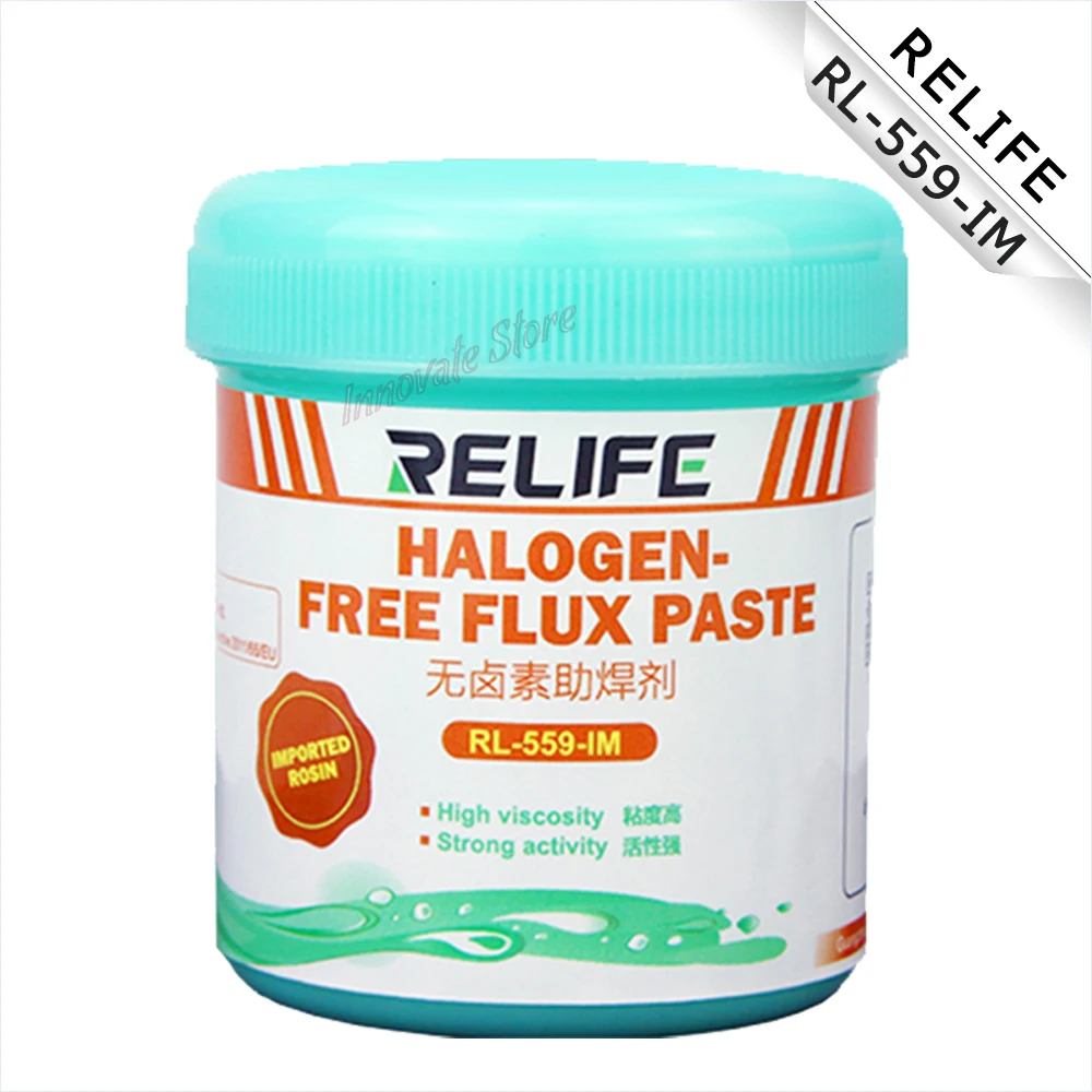FLUX PASTE flux lead-free and halogen-free environmentally friendly no-clean FLUX PASTE RELIFE RL-559-IM 100g For PCB SMD BGA
FLUX PASTE flux lead-free and halogen-free environmentally friendly no-clean FLUX PASTE RELIFE RL-559-IM 100g For PCB SMD BGA