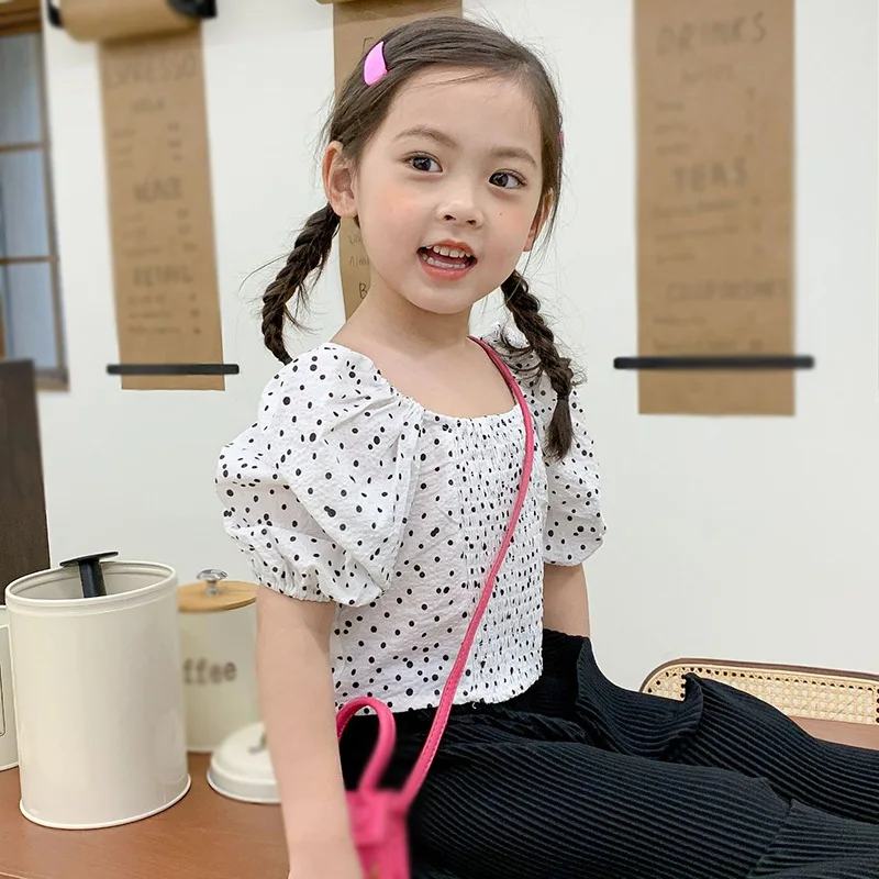 Summer Girls Dot Print Blouse For Kids 3-8 Years Square Neck Short Bubble Sleeve Toddler Blouse Fashion Children's Clothes
Summer Girls Dot Print Blouse For Kids 3-8 Years Square Neck Short Bubble Sleeve Toddler Blouse Fashion Children's Clothes