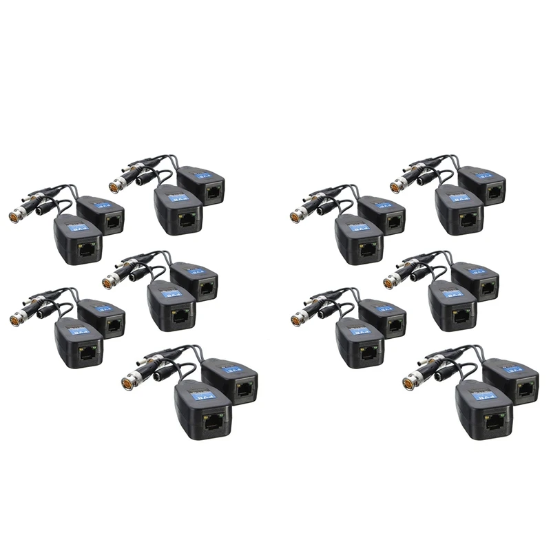 

10Pairs CCTV Coax BNC Video Power Balun Transceiver To CAT5E 6 RJ45 Connector Coaxial/Analog HD Twisted Pair Transmitter