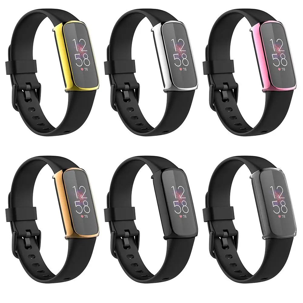 

Soft Full Coverage Shell Plating Case Cover Screen Protector TPU Protective For Fitbit Luxe