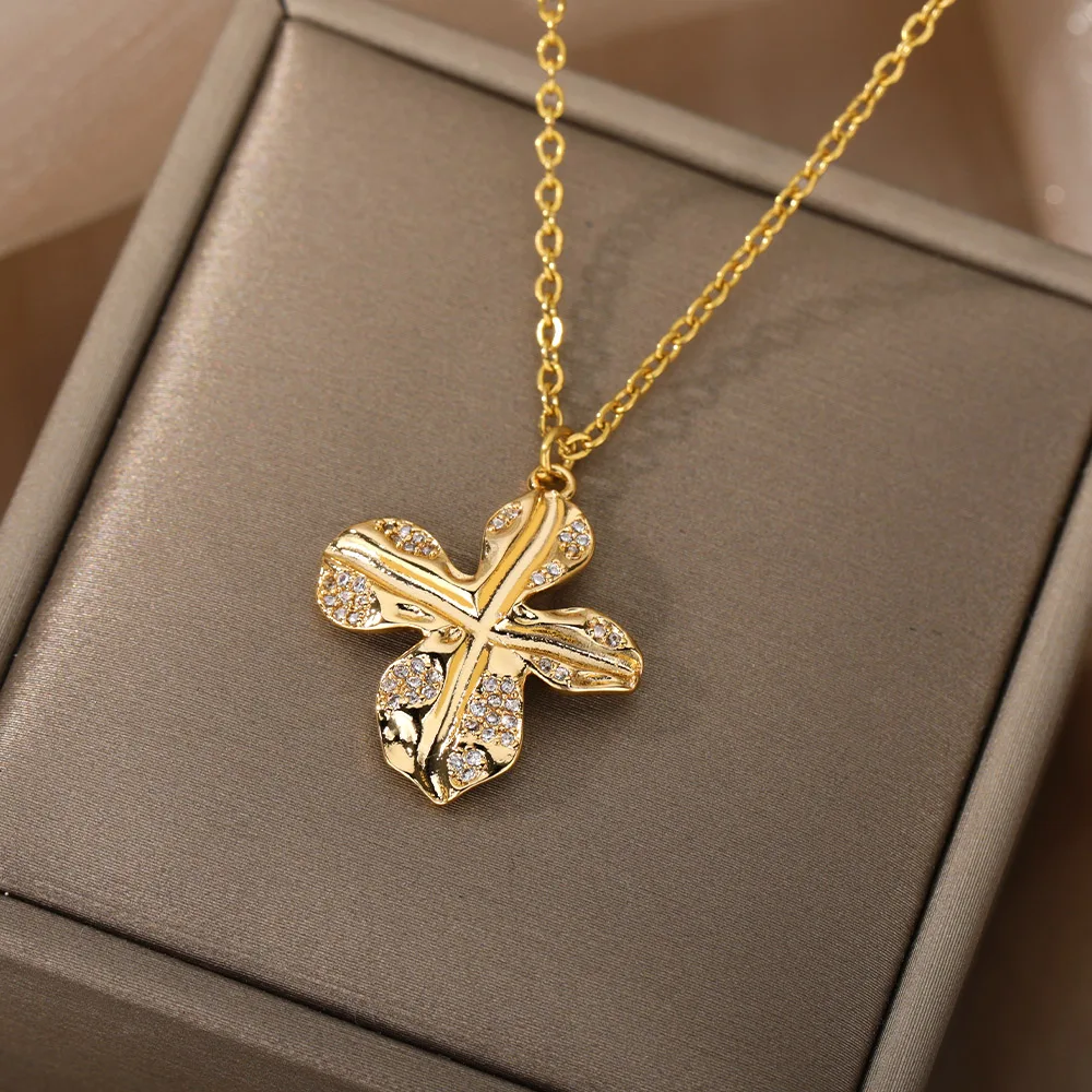 Zircon Flower Necklaces For Women Gold Silver Color Stainless Steel Neck Chain Female Pendant Necklace Jewelry Collier Femme 
Zircon Flower Necklaces For Women Gold Silver Color Stainless Steel Neck Chain Female Pendant Necklace Jewelry Collier Femme