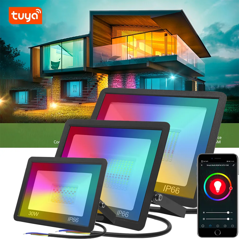 IP66 Tuya WiFi RGB Led Spotlight Outdoor 30W 50W 100W 220V Smart Led Garden Light Work With Alexa RGB Led Reflector 220v Remote
IP66 Tuya WiFi RGB Led Spotlight Outdoor 30W 50W 100W 220V Smart Led Garden Light Work With Alexa RGB Led Reflector 220v Remote