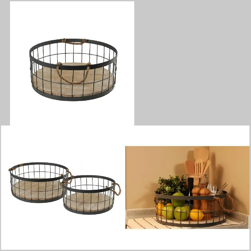 Chic 14.75" Diameter Black & Brown Round Metallic Wire Storage Baskets w/ Handle for Easy Organization & Decoration in Home.
Chic 14.75" Diameter Black & Brown Round Metallic Wire Storage Baskets w/ Handle for Easy Organization & Decoration in Home.