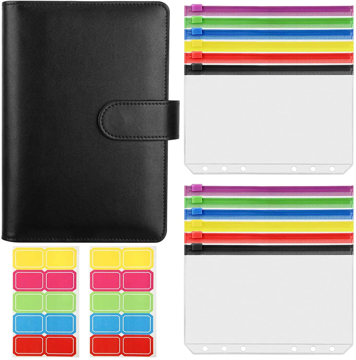A6 PU Leather Notebook Binder Budget Planner Organizer 6 Ring Binder Cover 12Pcs Colorful Binder Pockets
A6 PU Leather Notebook Binder Budget Planner Organizer 6 Ring Binder Cover 12Pcs Colorful Binder Pockets