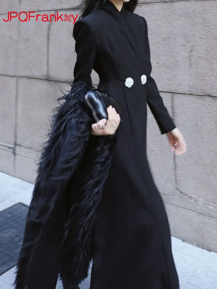 Black Retro Double-breasted Overcoat for Women's Spring and Autumn New High-class Temperament Long A-line Slim Dress 2023 Maxi
Black Retro Double-breasted Overcoat for Women's Spring and Autumn New High-class Temperament Long A-line Slim Dress 2023 Maxi