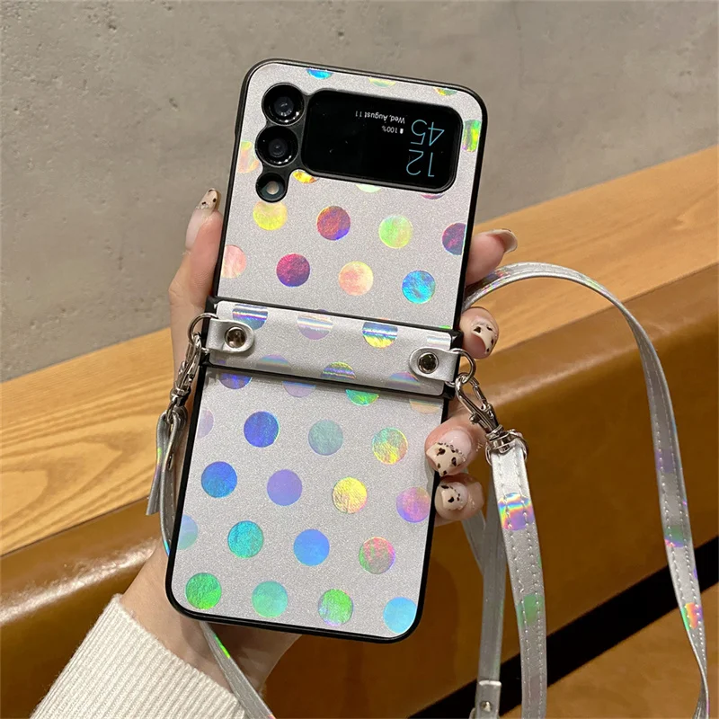 Laser Wave Point PU Leather and PC Hard Shoulder Strap Phone Case For Samsung Galaxy Z Flip 3 5G Fold 3and 1 Cover Shell
Laser Wave Point PU Leather and PC Hard Shoulder Strap Phone Case For Samsung Galaxy Z Flip 3 5G Fold 3and 1 Cover Shell