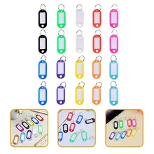 Blank Labels Key Labels 50pcs with Ring and Label Window Key Chain ID Tags Key Identifiers for Name Luggage