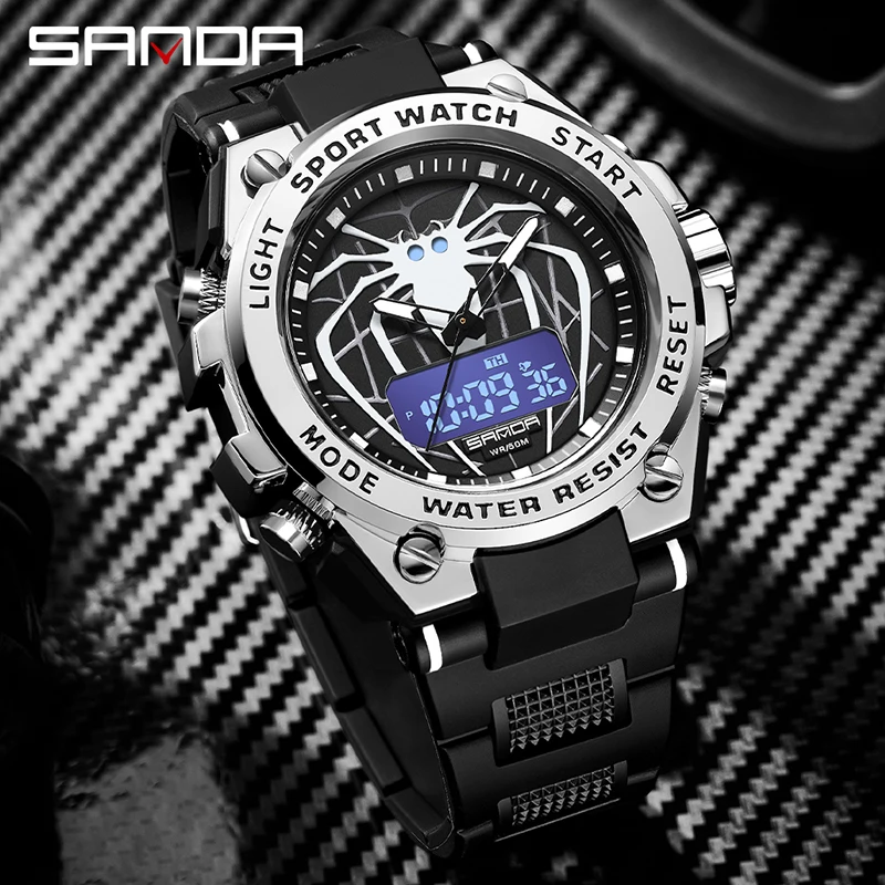 

Часы наручные SANDA мужские спортивные, цифровые армейские в стиле милитари, водонепроницаемость 50 м, 3159