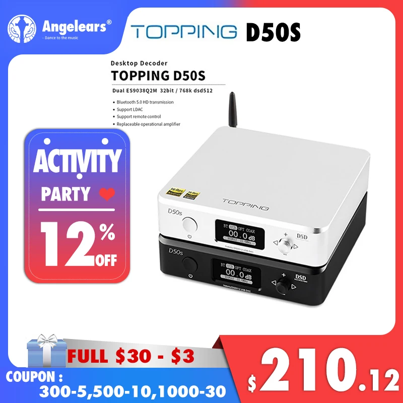 Декодер Hi-Fi TOPPING D50s ES9038Q2M * 2 DAC Bluetooth 5,0 LDAC D50 DSD512 32 бит/768 кГц Hi-Res аудио для усилителя наушников A50S
Декодер Hi-Fi TOPPING D50s ES9038Q2M * 2 DAC Bluetooth 5,0 LDAC D50 DSD512 32 бит/768 кГц Hi-Res аудио для усилителя наушников A50S